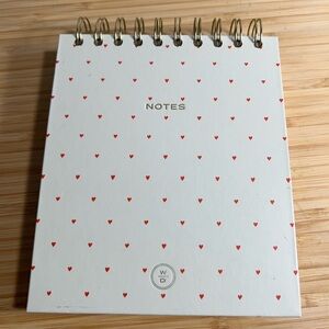 White Spiral Notebook with Red Hearts